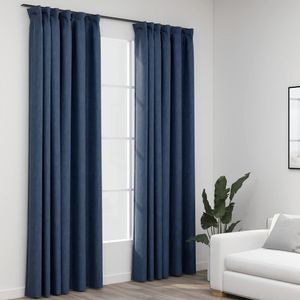 vidaXL zatemňovacie závesy háčiky ľanový vzhľad 2 ks. Modré 140x225cm