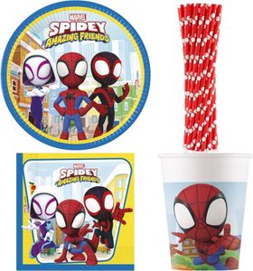 Partyset Spidey & seine Freunde Geburtstag Deko Spiderman Kinergeburtstag Teller Becher Servietten Party Geschirr