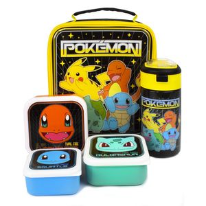 Pokemon - Pausenbrot-Tasche und Wasserflasche  5er-Pack Figuren NS6916 (Einheitsgröße) (Bunt)