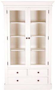 Casa Padrino Landhausstil Vitrinenschrank Antik Weiß 110 x 45 x H. 190 cm - Handgefertigte Shabby Chic Vitrine