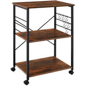 tectake Servierwagen Rugby 65,5x45,5x88,5cm - Industrial Holz dunkel, rustikal