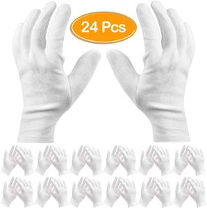24 STK Wei?e Baumwollhandschuhe, Ultra Stretch Handschuhe Baumwolle Stoff Handschuhe, Weiche Trikothandschuhe Atmungsaktiv (12 Paar)