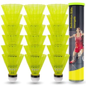 Sportyfits® 18x Federbälle gelb Badmintonbälle für Training & Wettkampf Badminton