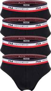 Slipy męskie FILA, 4-pak - Slipy, logo w pasie, bawełna stretch, jednokolorowe czarne 2XL