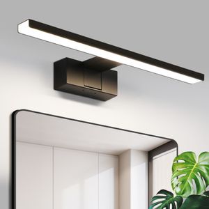 ZMH oświetlenie lustrzane LED łazienka 40CM 8W oświetlenie lustrzane łazienka czarna wodoodporna lampa ścienna IP44 nowoczesna neutralna biała 4000K lampa ścienna do kuchni w piwnicy