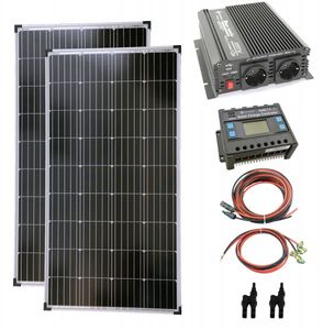 Solar Set 12V 2x130 Watt Solarpanel Kabel Wechselrichter 1000W Solaranlage 20A PV