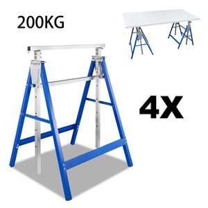 Jopassy 4× Gerüstbock, Klappbock bis 200kg, Deckenarbeiten, Arbeitsbock, mit Abrutschsicherung, 7-fach Höhenverstellbar, 80-130CM, Blau