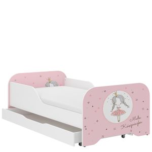 Mirjan24 Kinderbett Soniko Miki, Bett für Kinderzimmer mit Matratze, Babyzimmer, Praktisch Kindermöbel (Farbe: Weiß + Prinzessin)