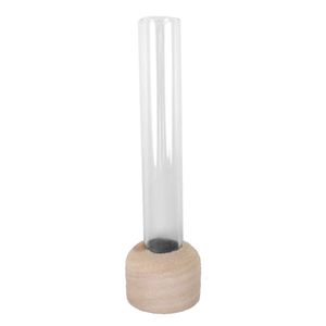 Reagenzglas 15,0x2,0cm Glas Röhrchen Holzsockel Fuß Ständer Vase Wasserröhrchen