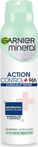 Garnier Mineral Action Control+ deodorant ve spreji, 150 ml - Účinná kontrola potu a nepříjemného zápachu s dlouhotrvajícím účinkem. Pro svěží pocit po celý den.