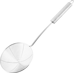 Fackelmann Abseihlöffel 38 cm OVALGRIFF, Schöpflöffel aus Edelstahl, Schaumlöffel zum Kochen und Frittieren  (Farbe: Silber)