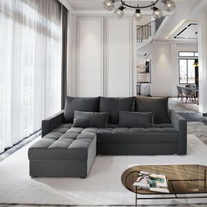 Masseno Ecksofa KOS PIK mit Schlaffunktion L-Form, Sofa mit Bettkasten, Wohnzimmersofa, Couch, Soffa, Bettsofa, Couchgarnitur- Grau, PAROS 06