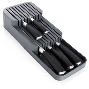 Vilde Schubladeneinsatz | Schubladen-Organizer für die Küche | Messerblock grau aus Kunststoff mit 18 Schlitzen