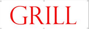 Werbeplane / Gerüstplane - p23 - Grill / Imbiss - Plane - Banner 150cm x 50 cm - für Baustelle, Garten, Zaun oder Veranstaltung