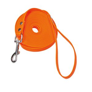 Schecker orange Biothane® Schleppleine mit Handschlaufe Länge: 5 m / 13 mm extrem strapazierfähig und reißfest