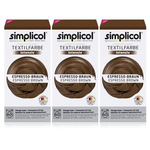 Simplicol Textilfarbe intensiv Espresso-Braun - Einfaches Färben (3er Pack)