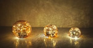 3er Set LED Glaskugeln mit Craquelé-Effekt - verschiedene Größen 10cm, 12cm, 15cm - IP44 - Für Drinnen und Draußen