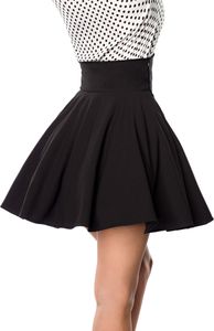 Belsira Damen kurzer Swing-Rock High-Waist-Rock Rockabilly Vintage, Größe:S, Farbe:Schwarz