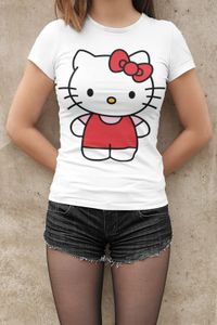 Bio Baumwolle Damen T-Shirt Hello Kitty Sweet Süße Katze Cute Cat Japan Shirt