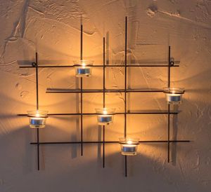 DanDiBo Wandteelichthalter Metall Leuchter 5XXL Wandkerzenhalter 50 cm Teelichthalter Wand Kerzenhalter Wanddeko