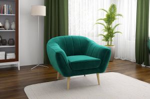 Klassische Sofas, hohe Holzbeine, Skandinavischer Stil - ELI - 1 Sitzer - Dunkelgrün