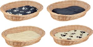 Weidenkorb mit Zopfrand Hundekorb aus Vollweide in Natur 50 cm, Größe:+ Kissen in Beige Weidenkorb mit Zopfrand Hundekorb aus Vollweide in Natur 50 cm, Größe:+ Kissen in Beige