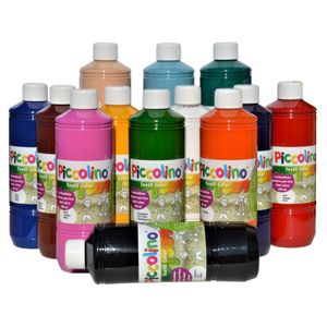 PICCOLINO Textilfarben Set 13 x 500 ml - Stoffmalfarben für helle Stoffe