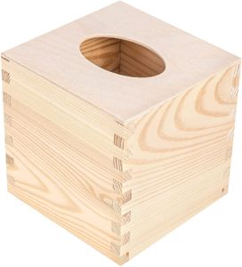 Creative Deco Quadratische Kosmetiktücher-Box aus Kiefern-Holz | 13 x 14,5 x 14 cm | Ideale Taschentuch-Box für Taschentücher | Perfekte Kosmetiktuch-Spender für Decoupage, Dekoration und Lagerung