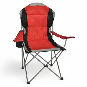 Regie Klappstuhl DELUXE mit Getränkehalter - rot - Campingstuhl Anglerstuhl mit Tragetasche