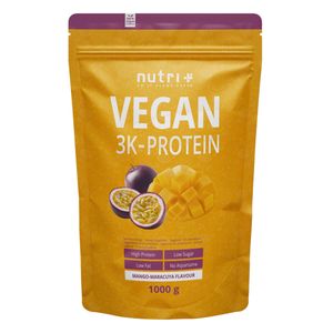 Protein Vegan 1kg - 84,1% pflanzliches Eiweiß - Nutri-Plus Shape & Shake 3k-Proteinpulver - Veganes Eiweißpulver ohne Laktose & Milcheiweiß - Mango-Maracuja