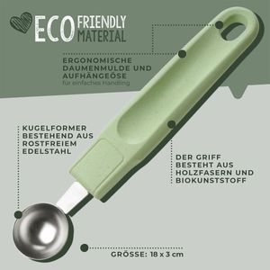 Fackelmann Fruchtformer 18 cm Ecolution, umweltfreundlicher Butterformer mit ergonomischem Griff, nachhaltiger & hochwertiger Küchenhelfer mit Funktionsteil aus Edelstahl (Farbe: Mintgrün/Lichtgrau)