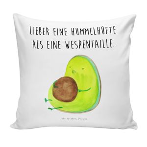 Mr. & Mrs. Panda Zierkissen Avocado Pfeifen - Weiß - Geschenk, Gesund, Veggie, Kissenbezug 40x40, Dekokissen 40x40, sofakissen, sitzkissen, Abnehmen, Ernährung, Vegan