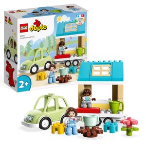 LEGO 10986 DUPLO Zuhause auf Rädern, Spielzeugauto mit großen Steinen, Figuren und Spielzeugauto für Jungen und Mädchen ab 2 Jahre, entwickelt Feinmotorik