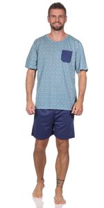 Herren Pyjama Short und T-Shirt Schlafanzug,  Petrol/XL