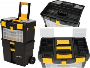 KRAFT&DELE | pojazdná dielňa, vozík na náradie prázdny s 3 modulárnymi jednotkami, univerzálny box na drobné diely a veľké náradie, dielenský vozík