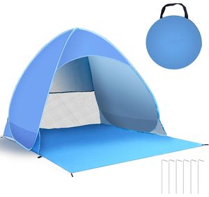 Pop Up Strandmuschel, Automatik-Strandzelt mit UV-Schutz 50+, Sun Shelter für 2-3 Personen, Sonnen- und Windschutz, für Familie, Strand, Garten