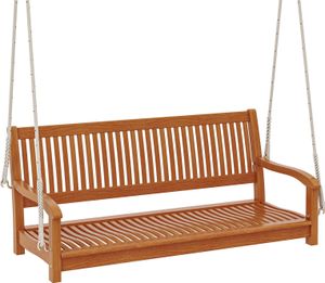 Drevená hojdačka COSTWAY pre 2 osoby, hojdacia lavica s hákmi a lanami na zavesenie, hojdacie kreslo z agátového dreva s nosnosťou 360 kg