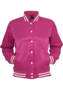 Urban Classics Ladies Shiny College Jacket, Größe: S; Farbe: Fuchsia/White