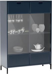 Eine moderne Möbelvitrine Vitrinenschrank LINKA STYLE LS-8 indygo