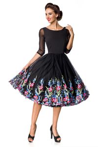 Belsira Premium besticktes Swing-Kleid schwarz XL
