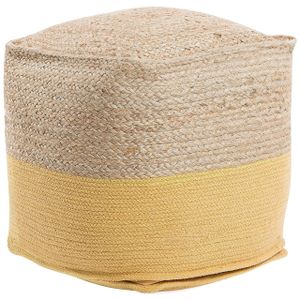 BELIANI Pouf Gelb/Beige Jute/Baumwolle Quadrat Boho-Stil