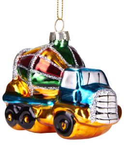 BRUBAKER Betonářský vůz Barevný - Ručně malovaná skleněná vánoční ozdoba - ozdoba na vánoční stromek figurky vtipná dekorace přívěsek ozdoba na stromek - 8,5 cm