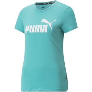 PUMA Damen T-Shirt - Essentials Logo Tee (S), Rundhals, Kurzarm, uni Blau (Porcelain) S