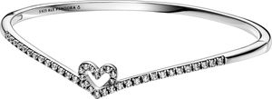 Pandora Wish Armband 599297C01 Pandora Sparkling Wishbone Heart Bracelet bangle Silber 925 Klare Zi