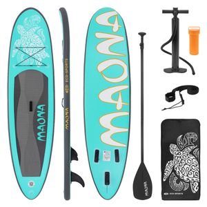 ECD Germany Aufblasbares Stand Up Paddle Board Maona | 308x76x10 cm | Türkis | aus PVC | bis 120kg | Pumpe Tragetasche Zubehör | SUP Board Paddling Board Paddelboard Surfboard | verschiedene Farben