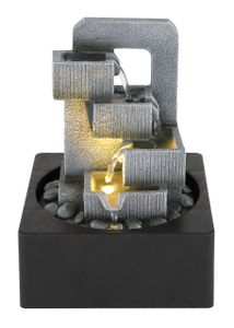 Globo Lighting Brunnen Kunststoff anthrazit, Kunststoff grau, Adapter inkl., 3W 12V Pumpe, LxBxH: 180x180x240mm, Kabellänge 1500mm, inkl. LED 0.13W 3V, 3000K