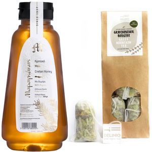 Tee und Honig Set 500g Kretischer Thymianhonig und Bio Bergtee