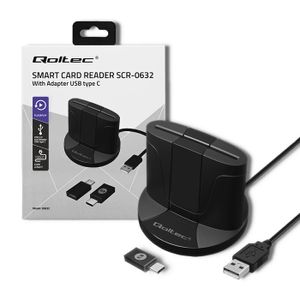 Qoltec 50632 Intelligenter Smart ID Chipkartenleser SCR-0632 | USB Typ C