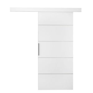 Mirjan24 Schwebetür Rubi III, Stilvoll Zimmertür, Praktisch Wohnzimmer Tür vom Hersteller (Farbe: Weiß)
