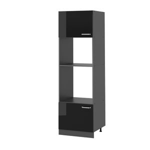 Vicco Mikrowellenschrank R-Line, 60 cm, Schwarz Hochglanz/Anthrazit